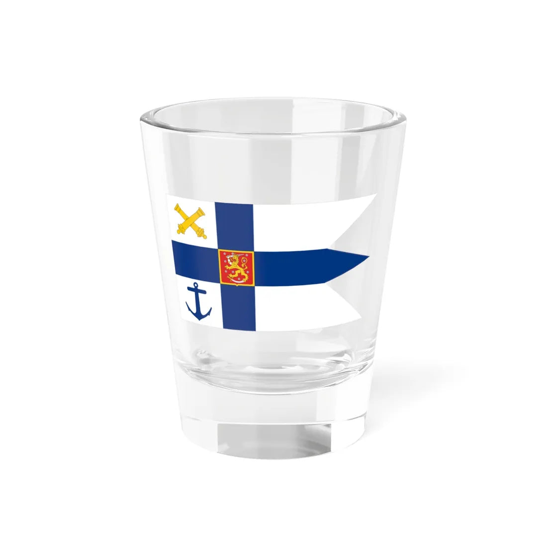 Flag of the Commander of the Finnish Navy 1920-1971 (Finland) Shot Glass 1.5oz 1.5oz - Go Mug Yourself