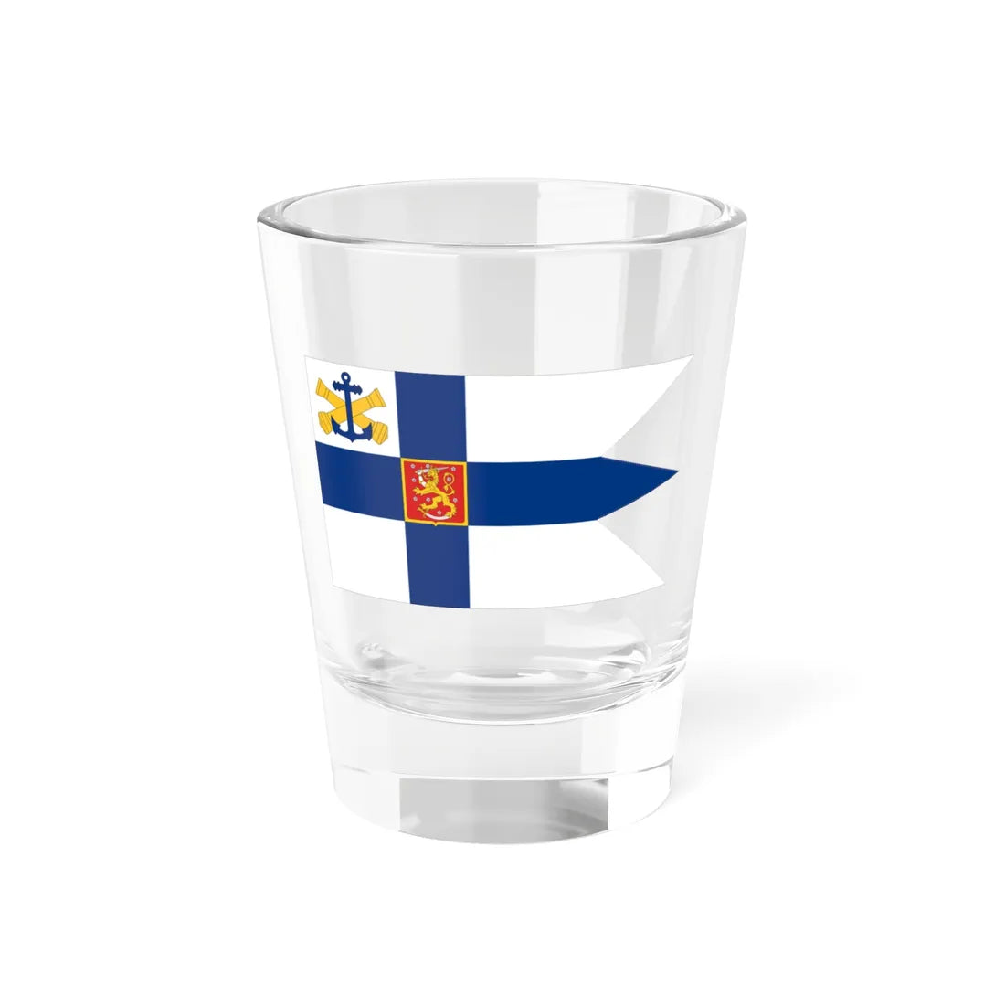 Flag of the Commander of the Finnish Navy 1971-1978 (Finland) Shot Glass 1.5oz 1.5oz - Go Mug Yourself
