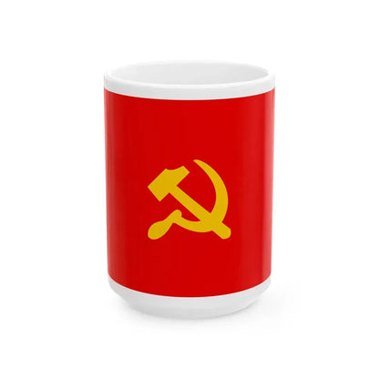 Flag of the Communist Party of Greece 1940s (Greece) White Coffee Mug 15oz - Go Mug Yourself
