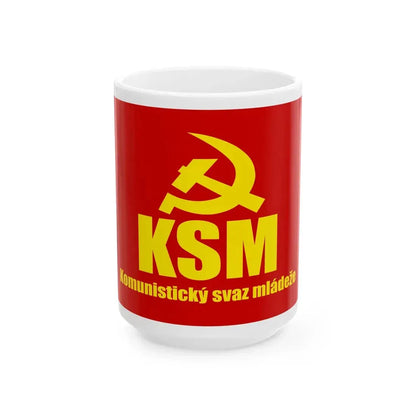 Flag of the Communist Youth Union Czech Republic (Czech Republic) White Coffee Mug 15oz - Go Mug Yourself