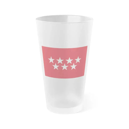 Flag of the Community of Madrid Spain - Frosted Pint Glass 16oz 16oz Frosted - Go Mug Yourself