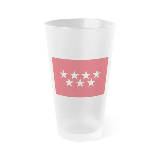 Flag of the Community of Madrid Spain - Frosted Pint Glass 16oz 16oz Frosted - Go Mug Yourself