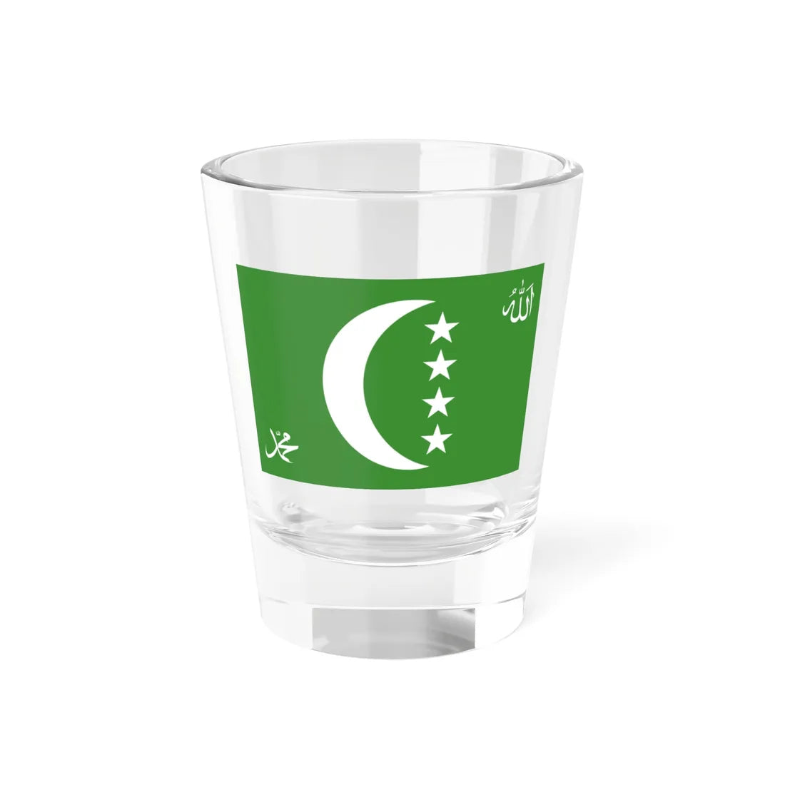 Flag of the Comoros 1996-2001 3-2 (Comoros) Shot Glass 1.5oz 1.5oz - Go Mug Yourself