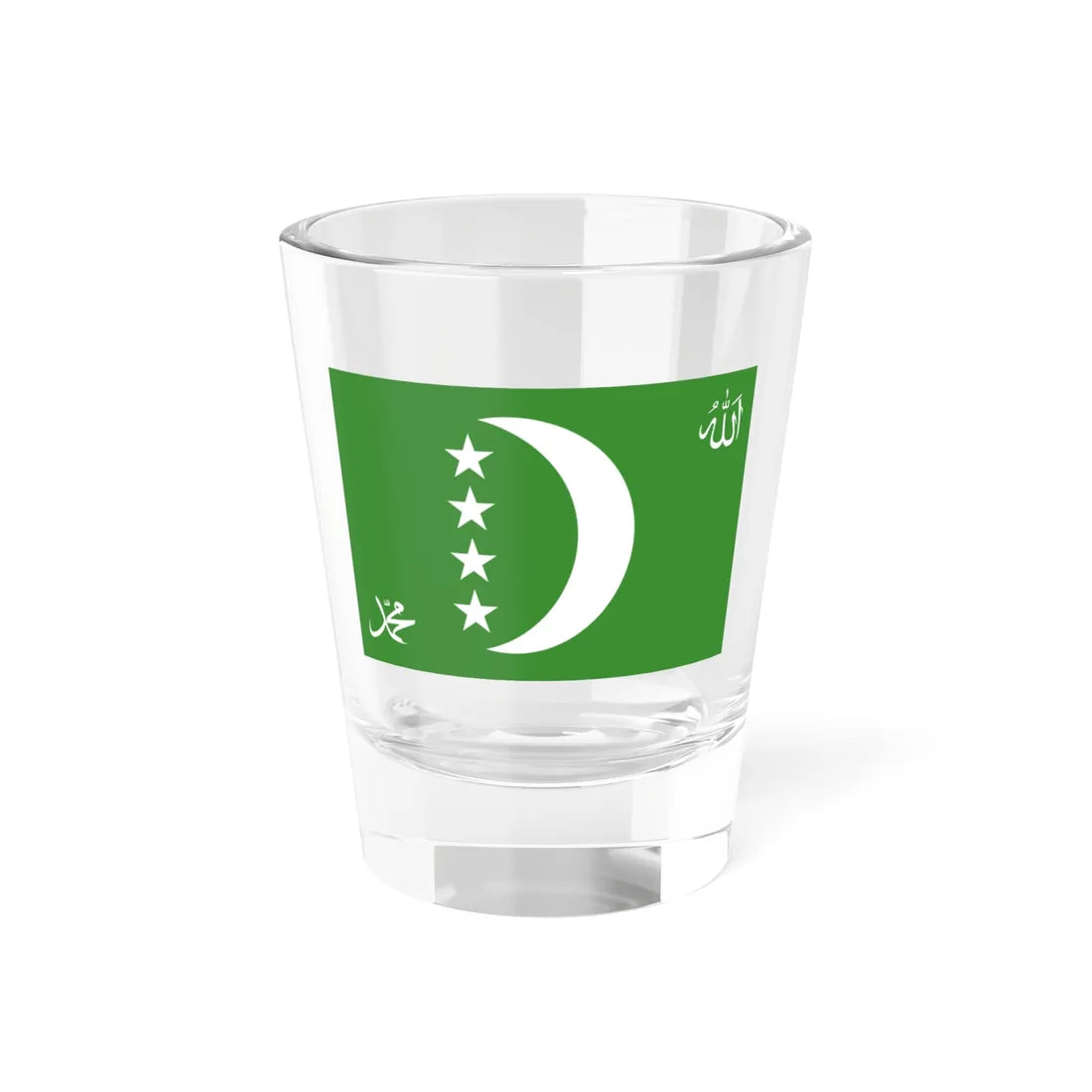 Flag of the Comoros 1996-2001 reverse 3-2 (Comoros) Shot Glass 1.5oz 1.5oz - Go Mug Yourself