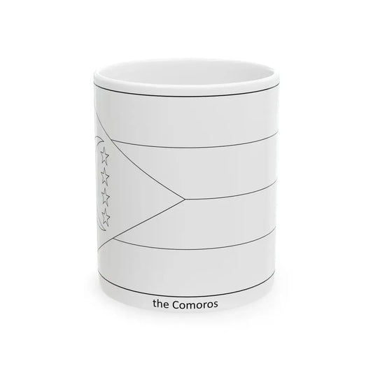 Flag of the Comoros colouring page (Comoros) White Coffee Mug 11oz - Go Mug Yourself