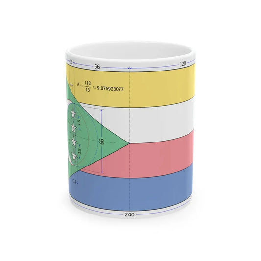 Flag of the Comoros construction sheet (Comoros) White Coffee Mug 11oz - Go Mug Yourself