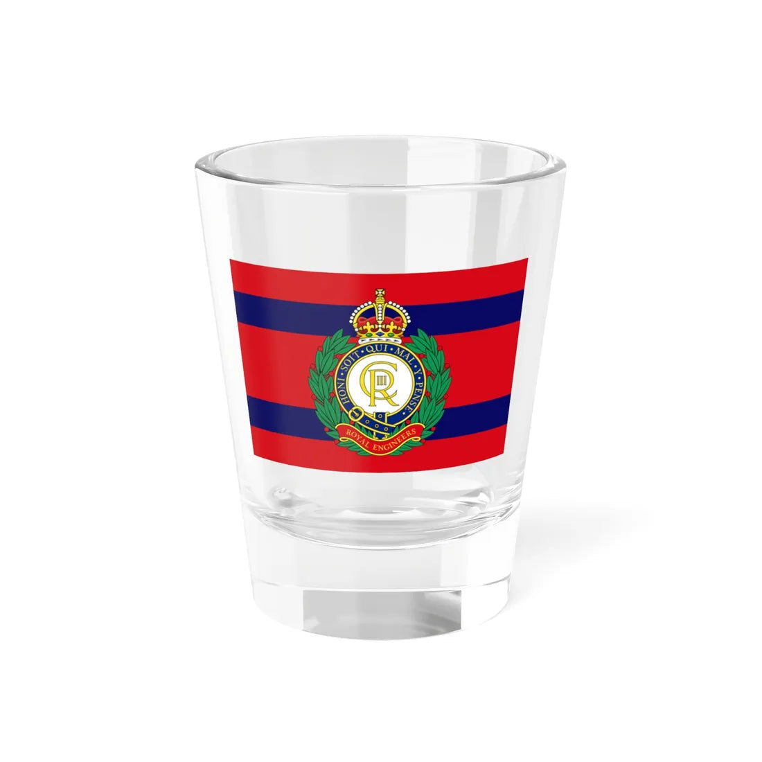 Flag of the Corps of Royal Engineers Camp (United Kingdom) Shot Glass 1.5oz 1.5oz - Go Mug Yourself
