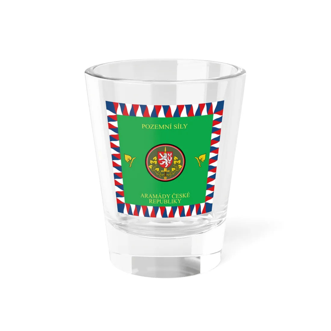 Flag of the Czech Land Force (Czech Republic) Shot Glass 1.5oz 1.5oz - Go Mug Yourself