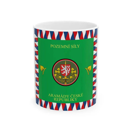 Flag of the Czech Land Force (Czech Republic) White Coffee Mug 11oz - Go Mug Yourself