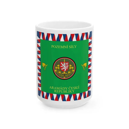 Flag of the Czech Land Force (Czech Republic) White Coffee Mug 15oz - Go Mug Yourself