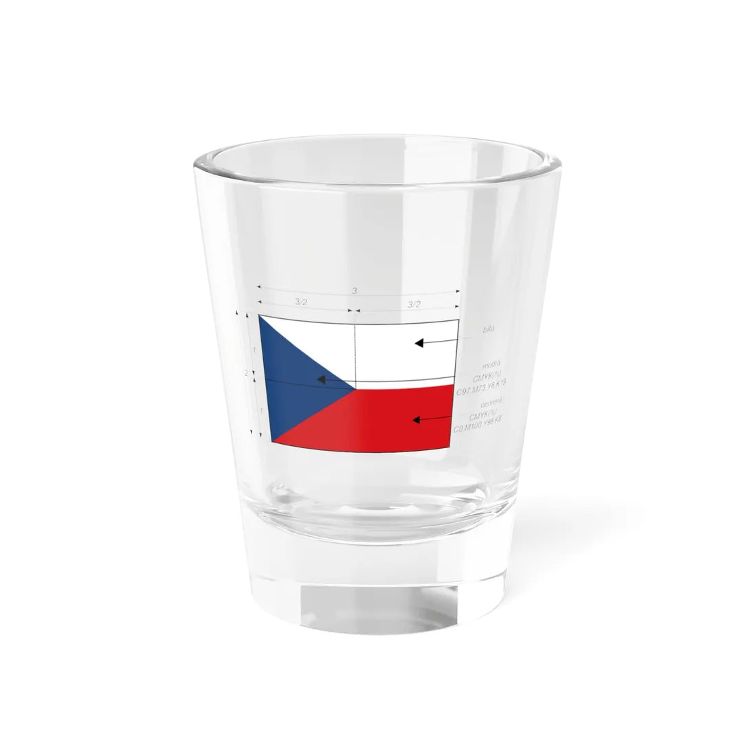 Flag of the Czech Republic - dimensions - cs (Czech Republic) Shot Glass 1.5oz 1.5oz - Go Mug Yourself