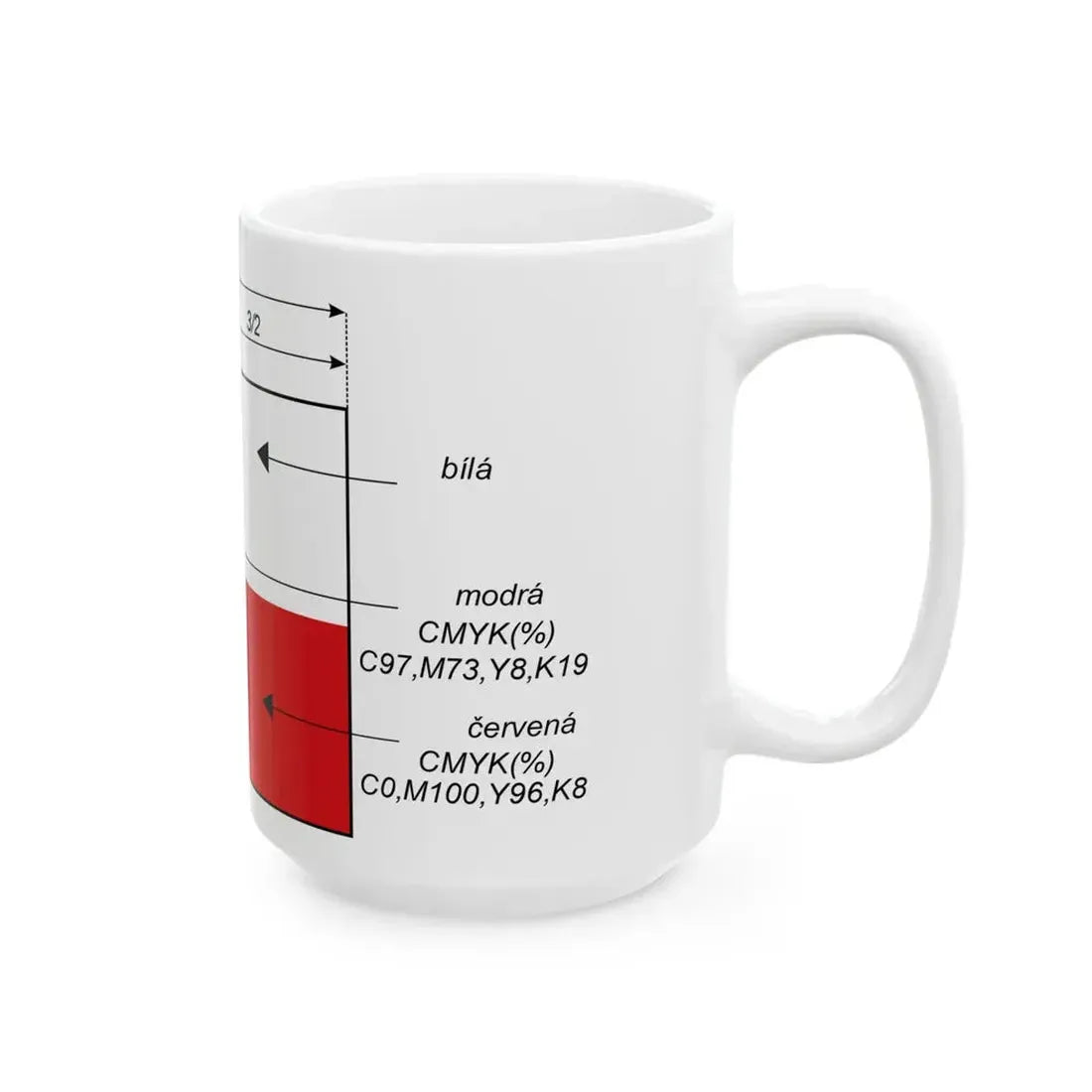 Flag of the Czech Republic - dimensions - cs (Czech Republic) White Coffee Mug - Go Mug Yourself