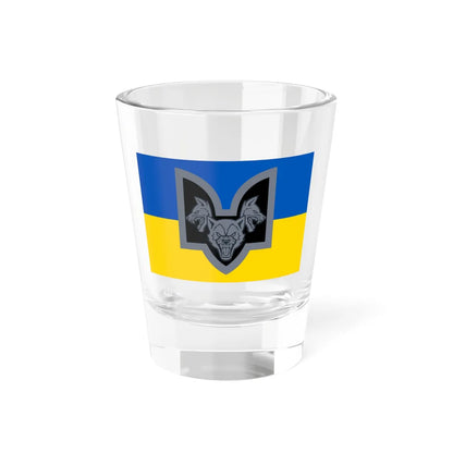 Flag of the Da Vinci Wolves Battalion variant 2 (Ukraine) Shot Glass 1.5oz 1.5oz - Go Mug Yourself