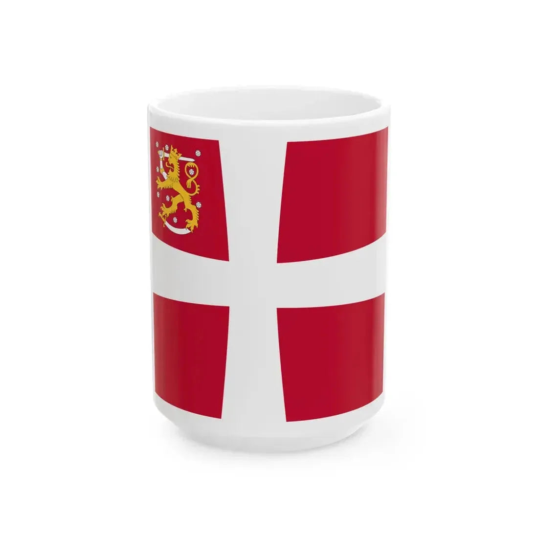 Flag of the Danish volunteers in the Winter War (Denmark) White Coffee Mug 15oz - Go Mug Yourself