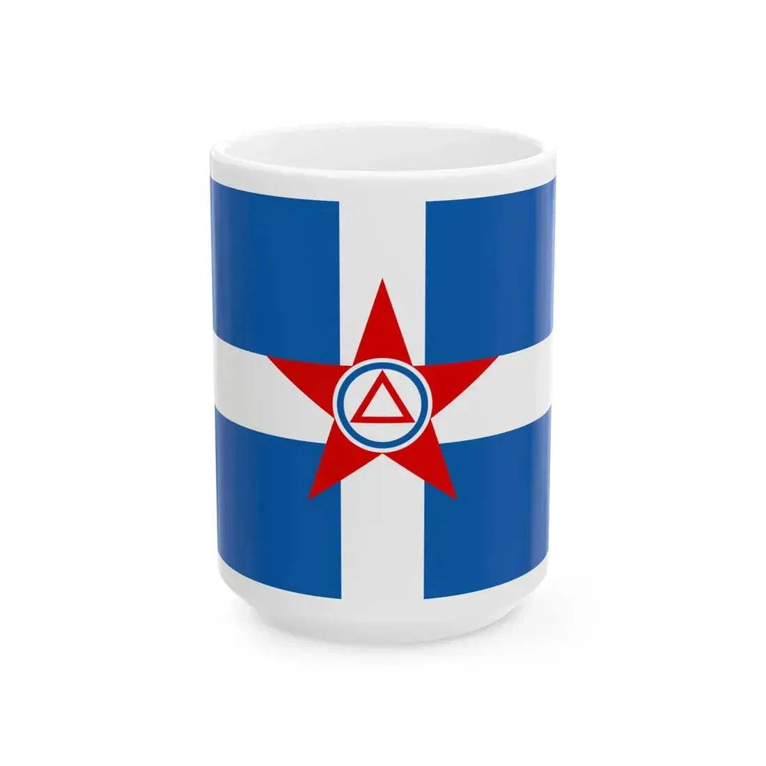 Flag of the Democratic Army of Greece red star (Greece) White Coffee Mug 15oz - Go Mug Yourself