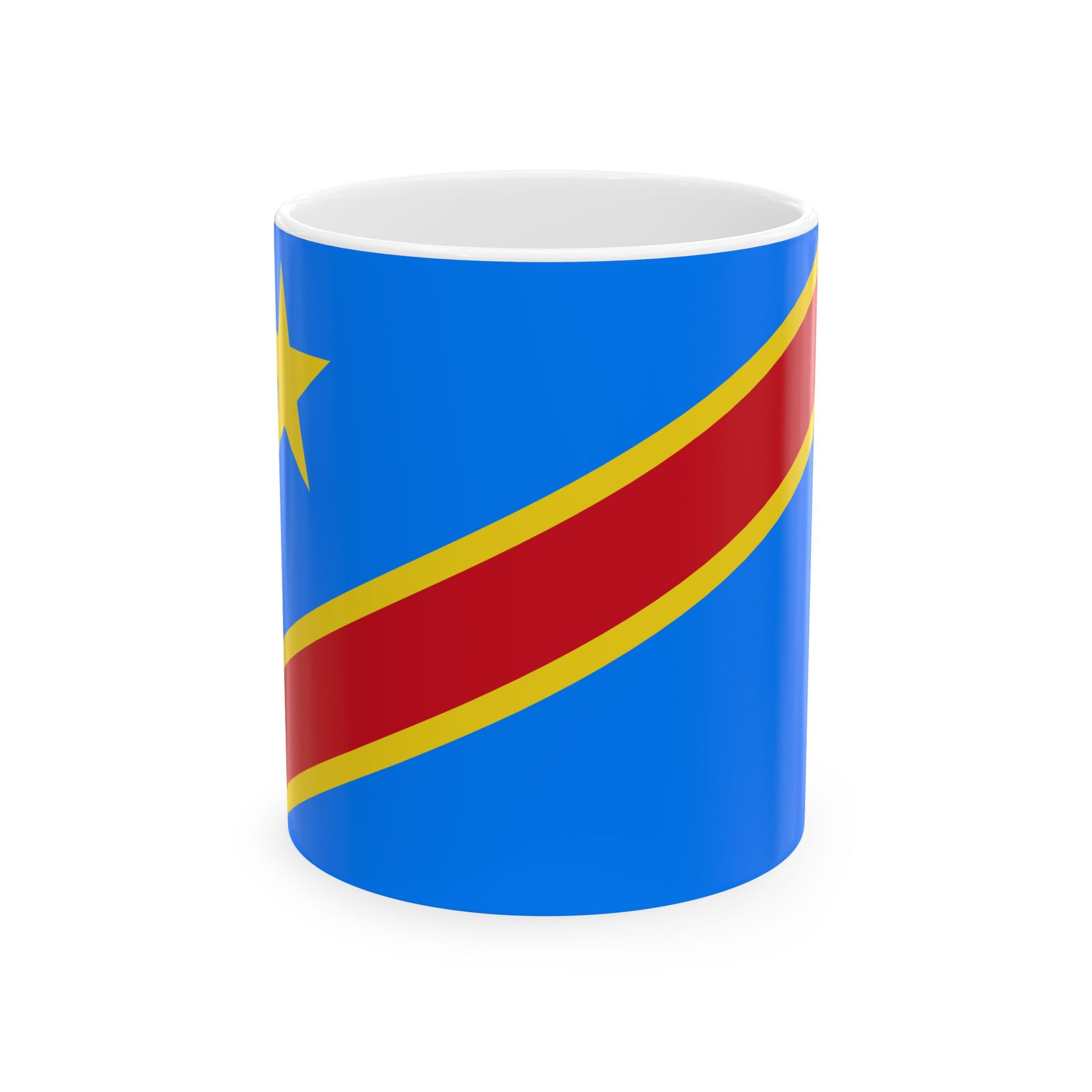 Flag of the Democratic Republic of the Congo 2-3 (Congo) White Coffee Mug-11oz-Go Mug Yourself