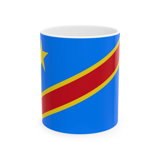 Flag of the Democratic Republic of the Congo 2-3 (Congo) White Coffee Mug-11oz-Go Mug Yourself