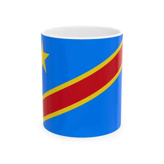 Flag of the Democratic Republic of the Congo 2-3 (Congo) White Coffee Mug 11oz - Go Mug Yourself