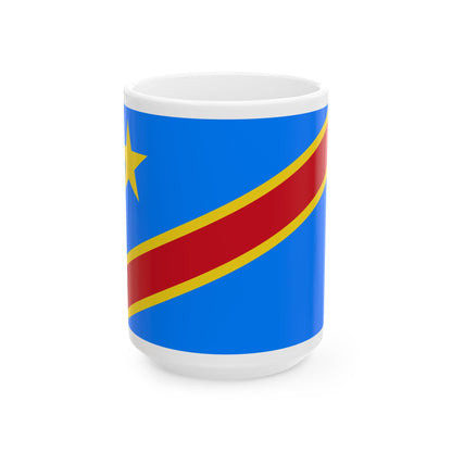 Flag of the Democratic Republic of the Congo 2-3 (Congo) White Coffee Mug-15oz-Go Mug Yourself