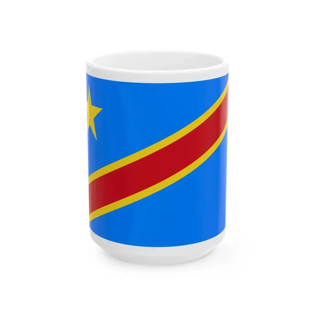 Flag of the Democratic Republic of the Congo 2-3 (Congo) White Coffee Mug 15oz - Go Mug Yourself