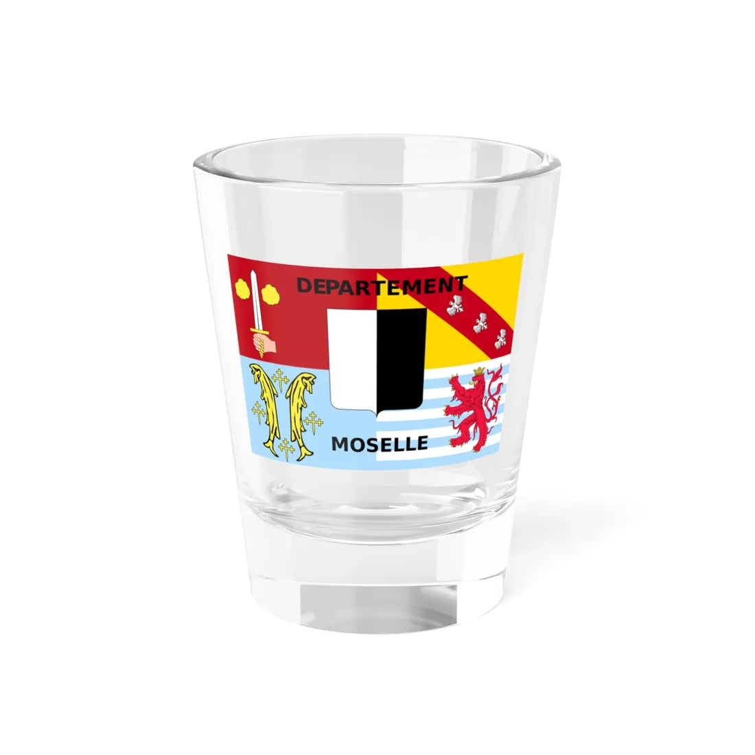 Flag of the Department of Moselle (France) Shot Glass 1.5oz 1.5oz - Go Mug Yourself