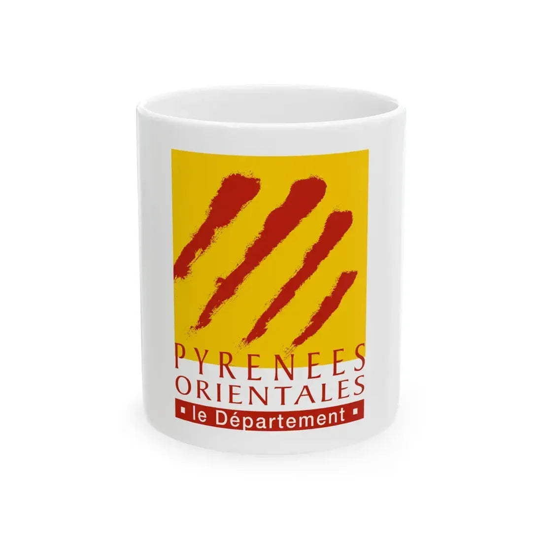 Flag of the Department of Pyrenees-Orientales (France) White Coffee Mug 11oz - Go Mug Yourself