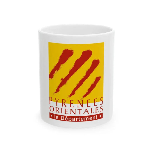 Flag of the Department of Pyrenees-Orientales (France) White Coffee Mug 11oz - Go Mug Yourself