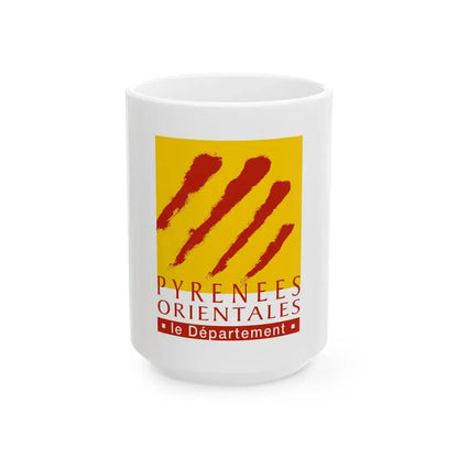 Flag of the Department of Pyrenees-Orientales (France) White Coffee Mug 15oz - Go Mug Yourself