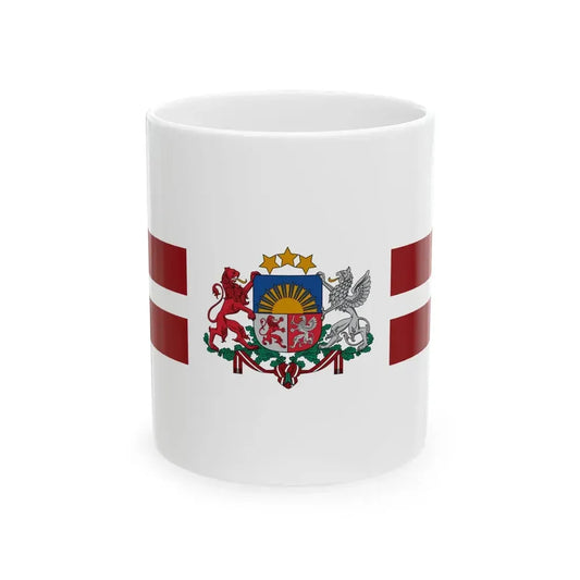 Flag of the Deputy Prime Minister of Latvia (Latvia) White Coffee Mug 11oz - Go Mug Yourself