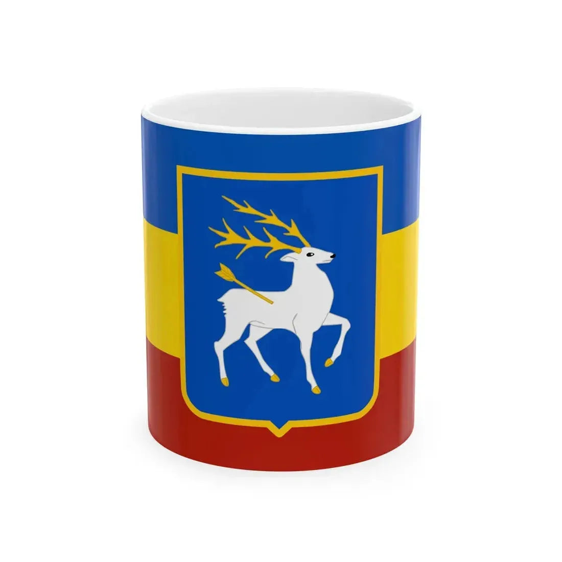 Flag of the Don Republic with coat of arms (Russia) White Coffee Mug 11oz - Go Mug Yourself