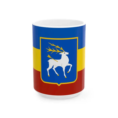 Flag of the Don Republic with coat of arms (Russia) White Coffee Mug 15oz - Go Mug Yourself