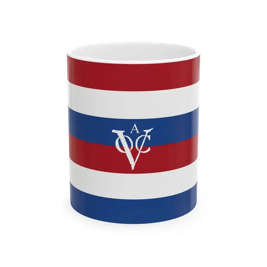 Flag of the Dutch East India Company Amsterdam Chamber - dubbele Statenvlag (Netherlands) White Coffee Mug 11oz - Go Mug Yourself