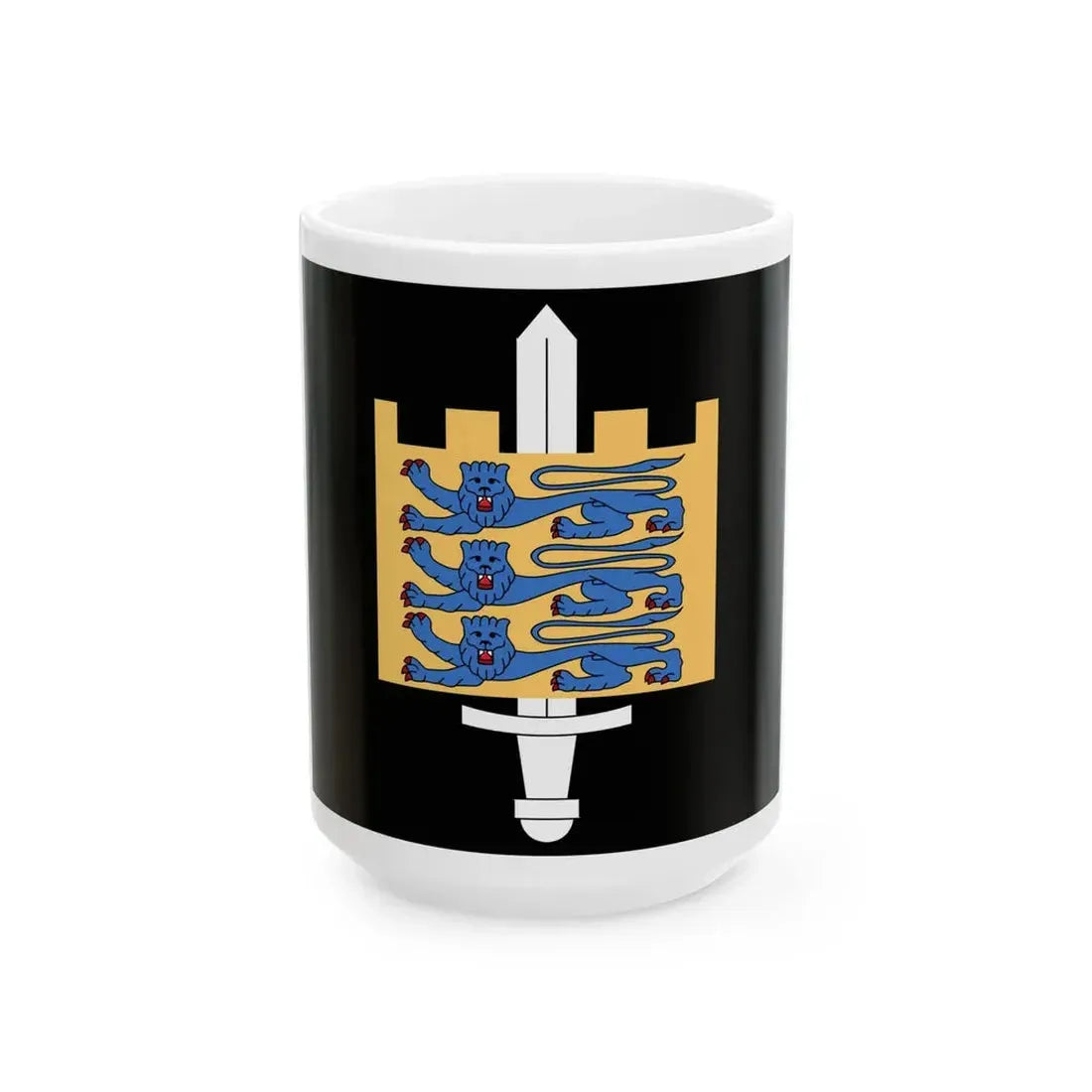 Flag of the Estonian Land Forces (Estonia) White Coffee Mug 15oz - Go Mug Yourself