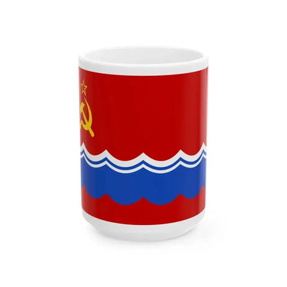 Flag of the Estonian Soviet Socialist Republic 1953-1990 3-2 (Estonia) White Coffee Mug 15oz - Go Mug Yourself