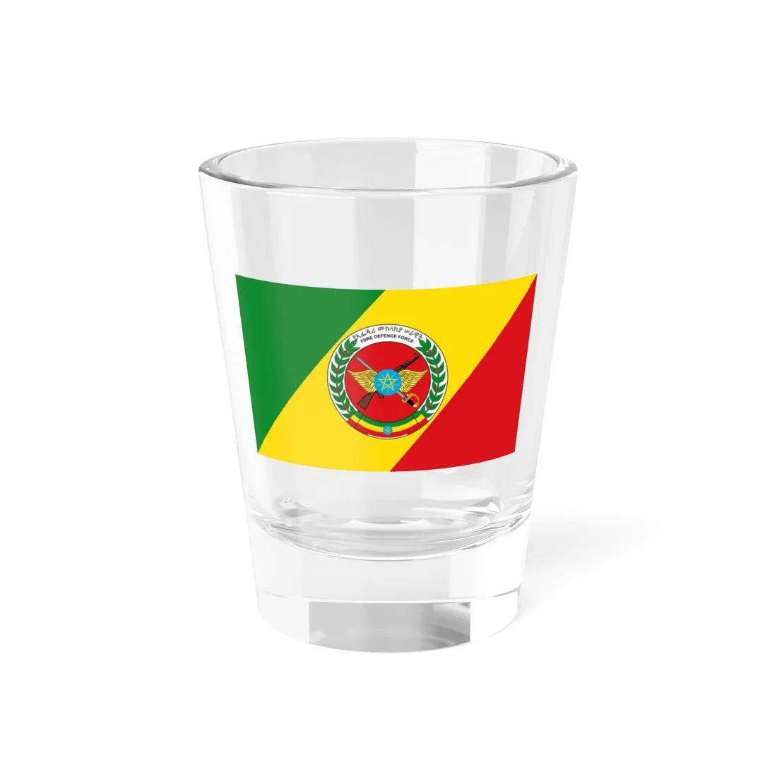 Flag of the Ethiopian National Defense Force 2009 (Ethiopia) Shot Glass 1.5oz 1.5oz - Go Mug Yourself