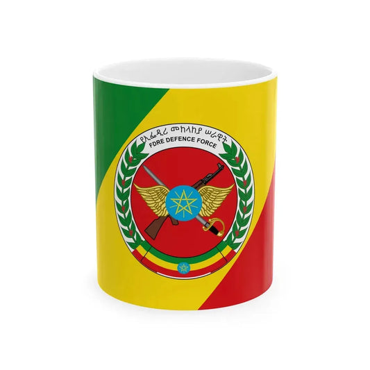 Flag of the Ethiopian National Defense Force 2009 (Ethiopia) White Coffee Mug 11oz - Go Mug Yourself