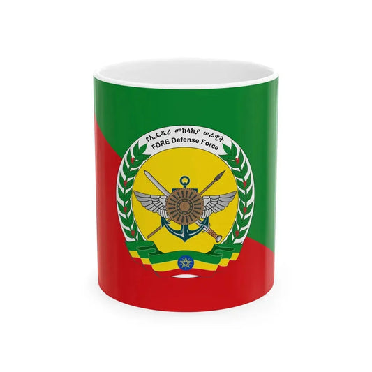 Flag of the Ethiopian National Defense Force 3 (Ethiopia) White Coffee Mug 11oz - Go Mug Yourself