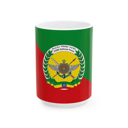 Flag of the Ethiopian National Defense Force 3 (Ethiopia) White Coffee Mug 15oz - Go Mug Yourself