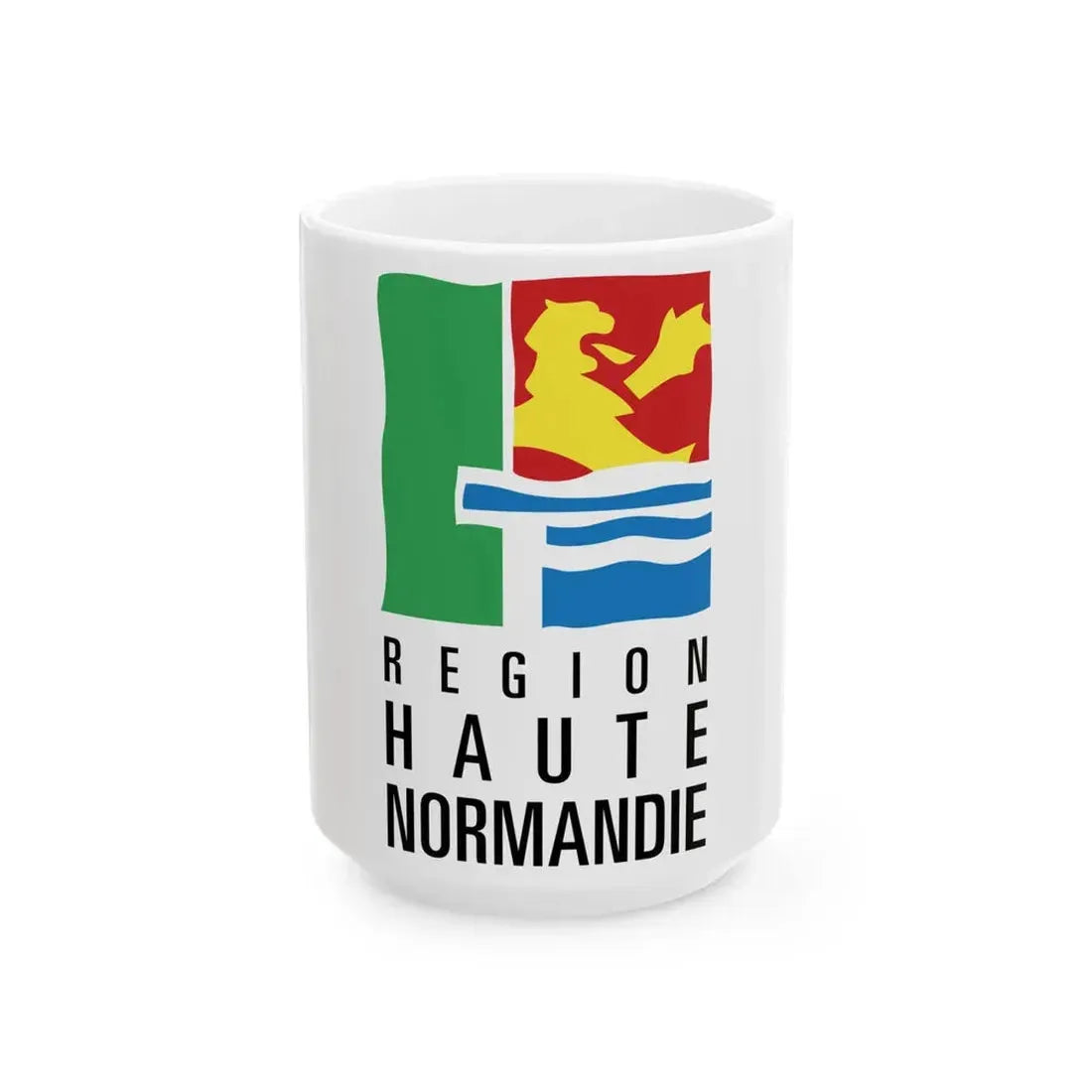 Flag of the former Region of Haute-Normandie (Belgium) White Coffee Mug 15oz - Go Mug Yourself