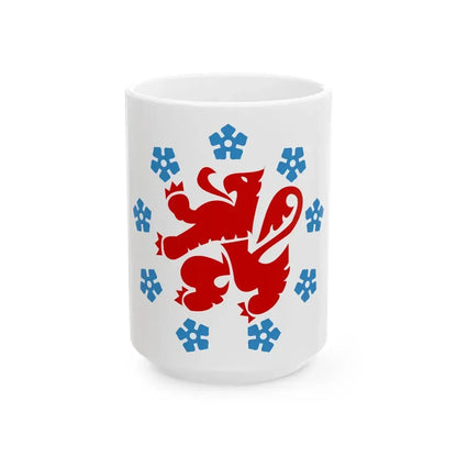 Flag of the German Community in Belgium (Belgium) White Coffee Mug 15oz - Go Mug Yourself