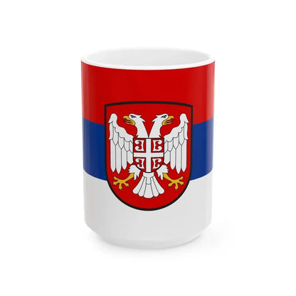 Flag of the Government of National Salvation occupied Yugoslavia (Serbia) White Coffee Mug 15oz - Go Mug Yourself