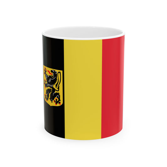 Flag of the Governor of East Flanders (Belgium) White Coffee Mug-11oz-Go Mug Yourself