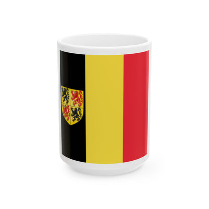 Flag of the Governor of Hainaut (Belgium) White Coffee Mug-15oz-Go Mug Yourself