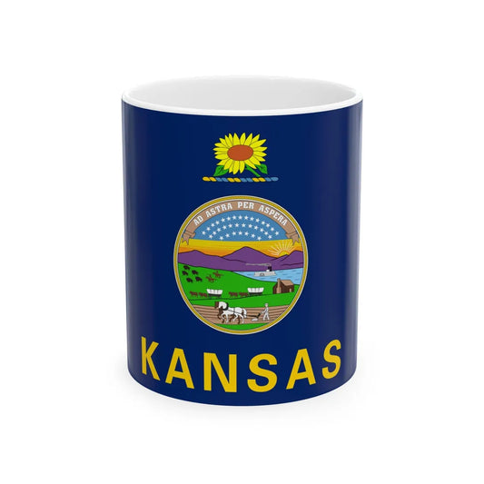 Flag of the Governor of Kansas (United States) White Coffee Mug 11oz - Go Mug Yourself
