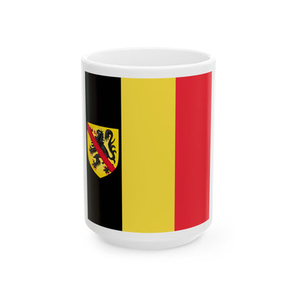 Flag of the Governor of Namur (Belgium) White Coffee Mug-15oz-Go Mug Yourself