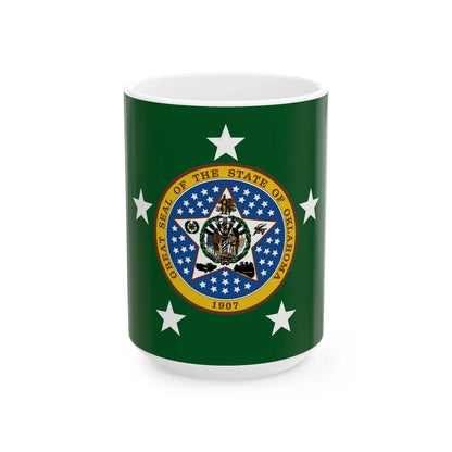 Flag of the Governor of Oklahoma (United States) White Coffee Mug 15oz - Go Mug Yourself