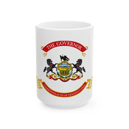 Flag of the Governor of Pennsylvania (United States) White Coffee Mug 15oz - Go Mug Yourself