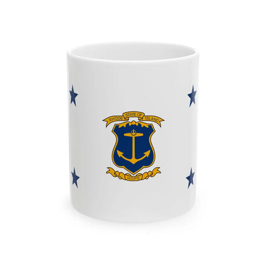 Flag of the Governor of Rhode Island (United States) White Coffee Mug 11oz - Go Mug Yourself