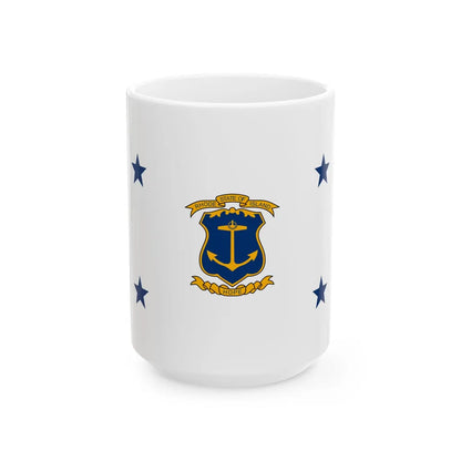 Flag of the Governor of Rhode Island (United States) White Coffee Mug 15oz - Go Mug Yourself