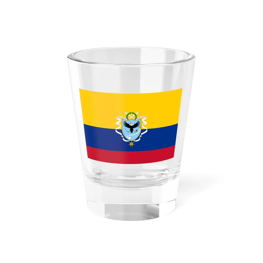 Flag of the Gran Colombia 1820-1821 version 3 recolor (Colombia) Shot Glass 1.5oz 1.5oz - Go Mug Yourself
